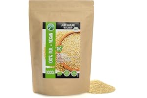 Quinoa blanc bio (1kg), quinoa bio blanc issu de l'agriculture biologique certifiée, sans gluten, sans lactose, testé en laboratoire, vegan, 100% naturel sans additif