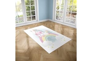 Oedim Alfombra Infantil Unicornio sobre Arcoiris para Habitaciones PVC | 95 x 95 cm | Moqueta PVC | Suelo vinílico | Decoración del Hogar | Suelo Sintasol | Suelo de Protección Infantil |
