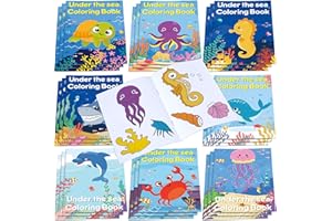 Faccito 24 Libri da Colorare per Bambini con Animali Marini Mini Album da Disegno da Colorare Regali per Feste di Compleanno a Tema Sirena Pesci Animali dell'Oceano Forniture per Attività in Classe