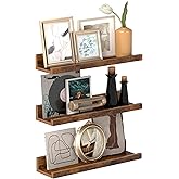 VASAGLE duvar rafları, 3'l&uuml; set, y&uuml;zer raflar, uzunluk 38 cm, dekoratif &ouml;ğeler, baharat kavanozları ve resim &ccedil;er&ccedil;eveleri i&ccedil;in