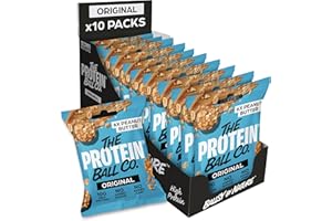 THE PROTEIN BALL CO. The Protein Ball Co Peanut Butter Protein Balls - Healthy Snacks, Gluten-Free, No Added Sugar - On-the-Go Energy Balls, Box of 10 Bags