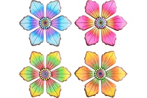Xzeemo 4 Pezzi Fiore in Metallo Decorazione Artistica da Parete, 3D Decor Appendere a Parete, Decorazioni Murali, Sculture da Parete, per Soggiorno Camera Portico Patio Giardino Terrazza Recinzione