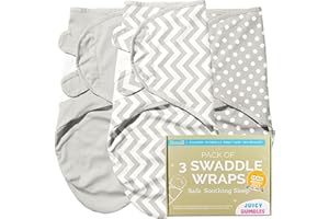 Juicy Bumbles Couverture Emmaillotage Bebe 0-6 Mois - Gigoteuse d'Emmaillotage Emmailloteuse Bébé et Nouveau Né - Lot de 3 Langes en Coton Oeko-TEX Couverture Bebe Fille Garçon