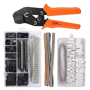 Crimping Tools SN-28B Ratchet Crimper with 1550PCS Male/Female Pin Connectors 0.1-1.0mm² Crimping and 460PCS JST Connector Set for 2.54mm 3.96mm JST-XH KF2510