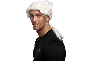 WIG ME UP- 0061-P60 Peluca Hombres Carnaval Halloween Barroco Renacimiento Rizado Trenza Blanca Rey Duque Juez magistrado Hidalgo Noble
