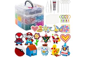 Sundaymot set de perles à repasser, 10600 pièces avec boîte de rangement, plaques de perles à repasser, guide d'utilisation, conception DIY de bijoux, Cadeau d'anniversaire/de Noël pour Enfants