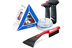HELP FLASH SMART - luz emergencia AUTÓNOMA preseñalización peligro y linterna, homologada, normativa DGT, V16, AUTOMÁTICA + 2xMARTILLO rompeventanas y cortador cinturón, y RASCADOR de hielo parabrisas
