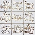 JSRQT 16Pcs Inspirational Word Stencils for Painting, Plastic Reusable ...