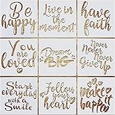 JSRQT 16Pcs Inspirational Word Stencils for Painting, Plastic Reusable ...