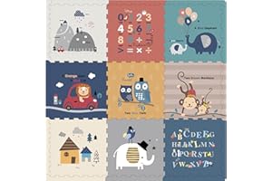 Ubaby - Alfombra Gimnasio Puzzle para Bebé - Espesor 2 cm - Antideslizante, Desmontable, Extragrande, Reversible, Impermeable, Portátil, Doble Cara, León + Mono - Medidas: 175x175x2cm