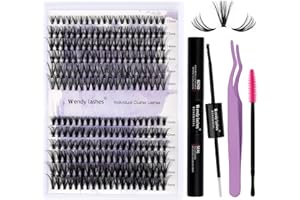 WENDY LASHES Indywidualny zestaw rzęs Cluster Lashes D Curl 0,07 mm Zestaw do samodzielnego przedłużania rzęs 30D/40D Mieszany zestaw do przedłużania rzęs o szerokości 12-16 mm w domu