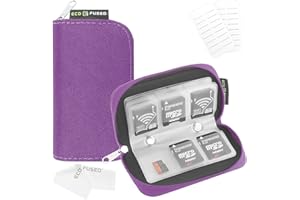 Étui pour Cartes Mémoire Eco-Fused - Convient pour jusqu'à 22x SD, SDHC, Micro SD, Mini SD et 4X CF - Porte-Cartes avec 22 Emplacements (Violet)
