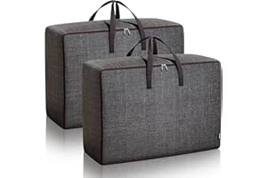 Wintfarm Aufbewahrungstasche für Bettdecken,Faltbare Aufbewahrungstasche Groß mit verstärktem Griff und Stabilem Reißverschluss,Wasserdicht Langlebige Umzugstaschen für Kleidung,Kissen (60L*2 Stück)