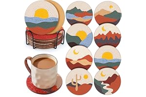 ‎YAOYIN YAOYIN Diamond Painting Untersetzer, 8er Set DIY Diamond Painting Erwachsene Untersetzer mit Halter, Diamond Painting Kinder Abstraktes Landschaft Untersetzer, Für Basteln Erwachsene Kinder Anfänger