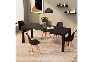 Mobili Fiver, Table à Manger Extensible, First, 120(200) x80 cm, Frêne Noir, pour 6-8 Personnes, Table Extensible pour Cuisine, Salon, Made in Italy