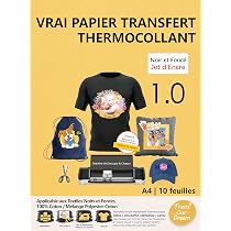 TransOurDream Pochette 20 Feuilles x A4 Papier Transfert pour Textile blancs ou Clairs 1.0 - Papier Transfert T-Shirts, Thermocollant, Personnalisable, Transparent, Impression Jet d'Encre
