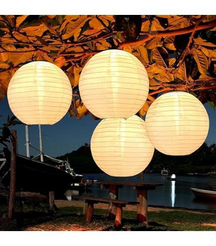 Sporgo Lampions Solaire Extérieur : 4 Pièces 20 Cm Lanterne LED Résistant Aux Intempéries Colorée Suspendue Pour Jardin, Mariage Et Terrasse