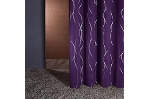 Deconovo Dot Line Decorative Super Soft Thermal Insulated Energy Saving Blackout Curtains for Living Room Purple Grape 46 x 90 Inch 2 Panels