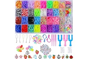 JcoGel 2500+ Rubber Bands,Loom Band Kit, DIY Rubber Bands Set for Bracelet, 15 Charms, 80 + Beads, 3 Crochet Hooks, 96 S Clips, Gift for Boys Girls