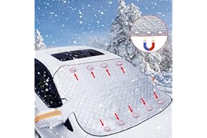 MECCTUCK Samochodowa osłona przedniej szyby, mata na szybę samochodową, ochrona przed słońcem, słońcem, kurzem, lodem, śniegiem i śniegiem, składana, 145 magnesów, na lato, zimę, 145 x 113 cm