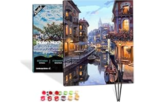 Bougimal Malen Nach Zahlen Erwachsene Landschaft mit Rahmen inklusive Pinsel und Acrylfarben - 40 x 50 cm, Venedig