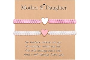 VU100 Regalo per Mamma Figlia Bracciale Madre Figlia Regalo per la Festa della Mamma Bracciale in Acciaio Inox a Forma di Cuore Regalo di Natale Compleanno per Mamma Figlia Ragazza (Rosa/Viola)