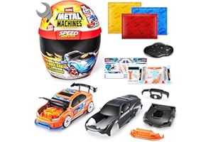 ZURU METAL MACHINES Metal Machines Speed Heroes (Silver) by Zuru, 20+ Surprises, Build your own Car, Two Bodies, Lights & Sounds