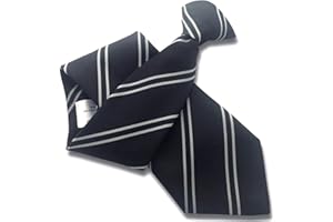 GREAT BRITISH TIE CLUB Men's Black with Double Silver Stripe Clip On Tie