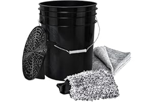 BenBow Kit de Lavage Auto: Seau Lavage de 20 litres avec séparateur + Gant de Lavage + 5 Chiffons en Microfibre - idéal pour Un Lavage Manuel de Voiture Doux