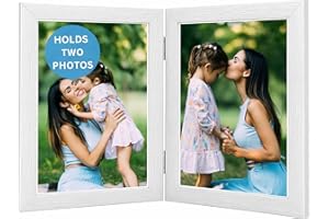 CLAY ROBERTS Double Photo Picture Frame 6 x 4, White, Holds 2 Photographs, Twin Hinged 6x4 10 x 15 cm White Frames 6x4 Photo Frames, 4x6 Photo Collage Gallery Display