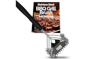 FUSION FOOD CARE Fusion Food Wire Brush With Ergonomic Handle Stainless Steel Helix & Scrapper Barbecue Wire Brushes Grill Grate Cleaner BBQ Cleaning Tool Easily Cleans Metal Grilling Without Damage (44 cm Long Brush)