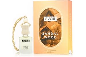 Evair Hanging Car Air Freshener - Sandalwood 10 ml | Car Perfume | Car Accessories Interior | Car Aroma with Essential Oils F