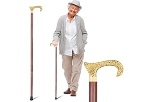 ‎AJUNY Ajuny Handgefertigt Gehstock für Männer Frauen und Senioren mit Holz und Messinggriff Leichter & Langlebiger Elegantes Design Ideales Erwachsene Geschenk