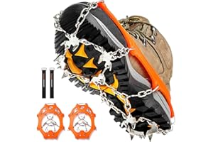 CIMKIZ Crampons Neige Antidérapants pour Glace, Grips de Traction avec 19 Pointes en Acier Inoxydable pour Chaussures et Bottes, Hommes et Femmes, Sécurisés pour Randonnée, Pêche, Marche et Alpinisme