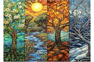 Fumupe 5D Pintura Diamante Paisaje Kit, Las Cuatro Estaciones Diamond Painting Adultos Kit, Kit Pintura Diamante, DIY Diamond Painting Kit Completo Para Decoración De Pared Del Hogar 30x40cm