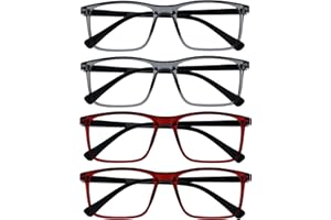 OPULIZE Ink Pack 4 Lunettes De Lecture Grand Gris Sombre Rouge Hommes Femmes Charnières Ressort RRRR4-77ZZ +3,00