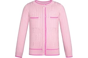 GRACE KARIN Strickjacke für Mädchen Langärmelig Strick Schuluniform Rundhalsausschnitt Süße Strickjacke