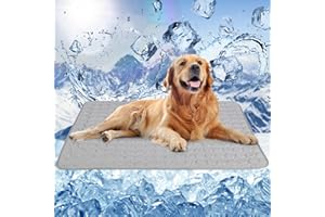 ANWA Reusable Dog Cooling Mat Extra Large 100x70cm, Easy-Fold Pet Cool Mat for Home Travel, Self Cooling Pad for Dogs Cats in Hot Summer