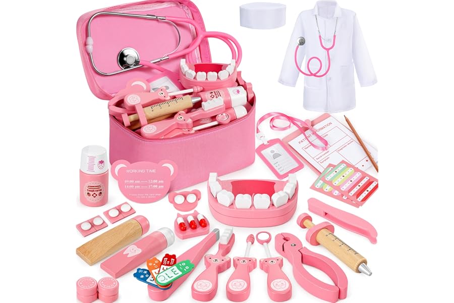 Ophy Doctors Set for Kids, 40-Piece Kids Doctors Sets for 3+ Year Old Boys and Girls Pretend Medical Playset with High simulation Stethoscope Educational Toys Dentist early