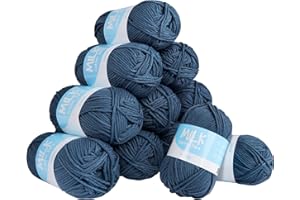 ilauke Lot de 12 Pelotes de Laine Très Doux,5-Ply 100m Fils à Tricoter Anti-boulochage pour les Vêtements de Bébé,Parfait Couleur Unie Laine pour les Débutants ou Amateurs