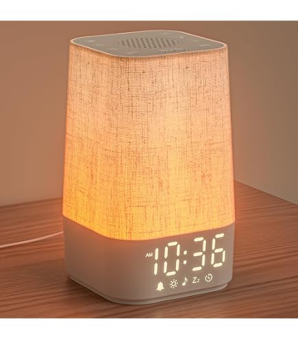 Whychstore Réveil Simulateur De Lever De Soleil Pour Enfants – Radio FM, 2 Alarmes, 18 Veilleuses Colorées, Minuteur De Sommeil, Blanc