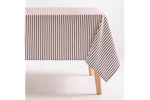 GAMUSI Mantel Antimanchas Rectangular Tela algodón Impermeable Rayas Teja, 160x240 cm