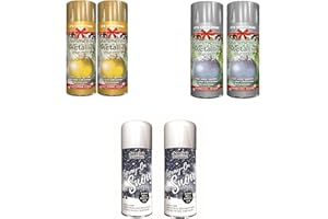 AbbeyShake christmas spray paint 200ml - Combo Pack x 2 silver x 2 golden x 2 Snow Spray decorative - creative - dazzling effect to your hobby art and craft use - pack of 6 cans