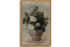 ARPEOTCY Large Framed Canvas Wall Art Prints, Vintage Flowers in Vase Paintings Wall Deocr, Floral Pictures Home Decor for Bedroom Bathroom, Kitchen Office Living Room Decoration, 40x60cm