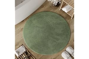 ‎WECON HOME Wecon Home Basics Badteppich Erik – Weicher, getufteter Baumwollteppich – Rutschhemmend & waschbar mit weichem Flor und klarer Optik (80 cm rund, grün)
