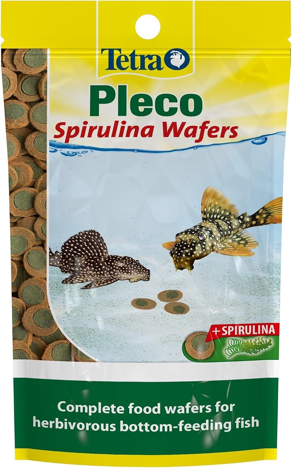 Tetra Pleco Fish Food Spirulina Wafers 42g, 100% Vegetable Premium Fish Food for Bottom Feeding Fish