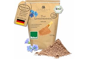 ‎LEINKRAFT BODENSEE 2,5kg BIOLAND Leinsamenmehl | aus 100% deutscher, brauner Leinsaat | Leinmehl frisch gemahlen. Vegan. Low Carb & Keto geeignet. Protein- & Ballaststoffreich. Regional.