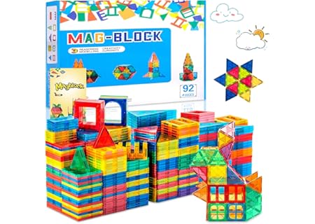 JUQG 92 delar Magnetiska byggklossar Leksaker Magnetiska byggleksaker Pedagogiska byggstenar Leksake - Amazon Deal & Rabatt