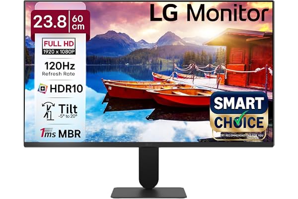 LG24U411A-BN Smartchoice 60 cm (24-inch) Full HD (1920 x 1080) IPS Monitor, 3-Side Virtually Borderless, 1ms MBR, 120Hz, sRGB