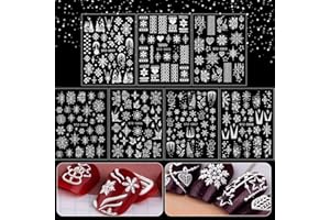 Kalolary Uñas de Navidad Pegatinas, 5D Nail Art Stickers Navidad Etiquetas Autoadhesivas Copo de Nieve Uñas Calcomanías para Mujeres y Niñas Decoraciones Uñas Navidad Fiesta (7 Hojas)